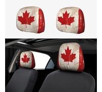 MXDLKSWPOH 1 PCS Car Headrest Covers Soft Breathable Car Seat Head Rest Covers Set Elastic Head Rest Protector Universal Auto Accessories Retro Canada Flag Headrest Cover for Cars Sedans Vans Trucks