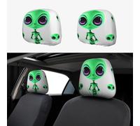 MXDLKSWPOH 1 PCS Car Headrest Covers Soft Breathable Car Seat Head Rest Covers Set Elastic Head Rest Protector Universal Auto Accessories Green alien Headrest Cover for Cars Sedans Vans Trucks