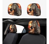 MXDLKSWPOH 1 PCS Car Headrest Covers Soft Breathable Car Seat Head Rest Covers Set Elastic Head Rest Protector Universal Auto Accessories Sunset zebra Headrest Cover for Cars Sedans Vans Trucks