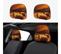 MXDLKSWPOH 1 PCS Car Headrest Covers Soft Breathable Car Seat Head Rest Covers Set Elastic Head Rest Protector Universal Auto Accessories Hay Bales Headrest Cover for Cars Sedans Vans Trucks