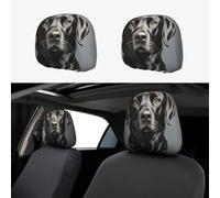 MXDLKSWPOH 1 PCS Car Headrest Covers Soft Breathable Car Seat Head Rest Covers Set Elastic Head Rest Protector Universal Auto Accessories Black Labrador Headrest Cover for Cars Sedans Vans Trucks