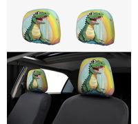 MXDLKSWPOH 1 PCS Car Headrest Covers Soft Breathable Car Seat Head Rest Covers Set Elastic Head Rest Protector Universal Auto Accessories A cute crocodile Headrest Cover for Cars Sedans Vans Trucks
