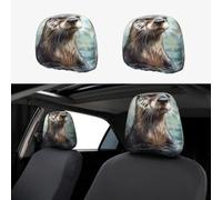 MXDLKSWPOH 1 PCS Car Headrest Covers Soft Breathable Car Seat Head Rest Covers Set Elastic Head Rest Protector Universal Auto Accessories Hand Drawn Otter Headrest Cover for Cars Sedans Vans Trucks