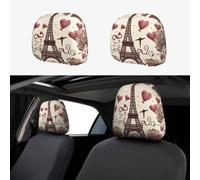 MXDLKSWPOH 1 PCS Car Headrest Covers Soft Breathable Car Seat Head Rest Covers Set Elastic Head Rest Protector Universal Auto Accessories Iron Tower Love Headrest Cover for Cars Sedans Vans Trucks