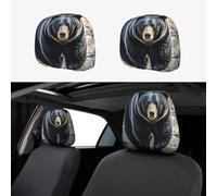 MXDLKSWPOH 1 PCS Car Headrest Covers Soft Breathable Car Seat Head Rest Covers Set Elastic Head Rest Protector Universal Auto Accessories black bear Headrest Cover for Cars Sedans Vans Trucks