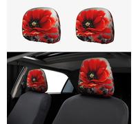 MXDLKSWPOH 2 PCS Car Headrest Covers Soft Breathable Car Seat Head Rest Covers Set Elastic Head Rest Protector Universal Auto Accessories Dancing Red Flower Headrest Cover for Cars Sedans Vans Trucks