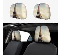 MXDLKSWPOH 2 PCS Car Headrest Covers Soft Breathable Car Seat Head Rest Covers Set Elastic Head Rest Protector Universal Auto Accessories Eiffel Tower Headrest Cover for Cars Sedans Vans Trucks