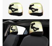 MXDLKSWPOH 2 PCS Car Headrest Covers Soft Breathable Car Seat Head Rest Covers Set Elastic Head Rest Protector Universal Auto Accessories Skateboard Headrest Cover for Cars Sedans Vans Trucks