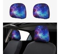 MXDLKSWPOH 2 PCS Car Headrest Covers Soft Breathable Car Seat Head Rest Covers Set Elastic Head Rest Protector Universal Auto Accessories Blue Purple Galaxy Headrest Cover for Cars Sedans Vans Trucks