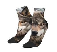 MXDLKSWPOH Ankle Socks Soft Breathable Calf Sock Lmage of wolf in the snow Socks Low Cut Crew Socks for Men Women