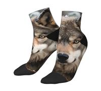 MXDLKSWPOH Ankle Socks Soft Breathable Calf Sock Lmage of wolf in the snow Socks Low Cut Crew Socks for Men Women