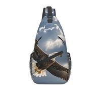 MXDLKSWPOH Cross Chest Bag Crossbody Sling Bag eagle flies in the sky Sling Backpack Casual Daypack Travel Backpack