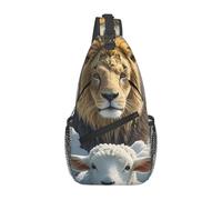 MXDLKSWPOH Cross Chest Bag Crossbody Sling Bag Lamb with A Lion Clouds Sling Backpack Casual Daypack Travel Backpack