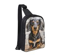 MXDLKSWPOH Cross Chest Bag Crossbody Sling Bag Long haired Dachshund Sling Backpack Casual Daypack Travel Backpack