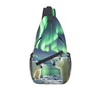 MXDLKSWPOH Cross Chest Bag Crossbody Sling Bag Polar Bears Northern Lights Sling Backpack Casual Daypack Travel Backpack