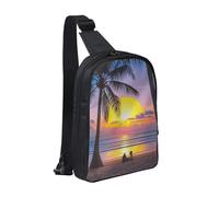 MXDLKSWPOH Cross Chest Bag Crossbody Sling Bag Tropical Beach Palm Tree Sunset Sling Backpack Casual Daypack Travel Backpack