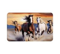 MXDLKSWPOH Door Mat Low Profile Welcome Mats No-Slip Entrance Rugs Washable Front Door Mat Running Horses Doormat Floor Mats Bathroom Rugs Indoor Outdoor Doormat for Hallway Home Office 80 x 49 cm