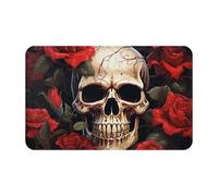 MXDLKSWPOH Door Mat Low Profile Welcome Mats No-Slip Entrance Rugs Washable Front Door Mat Skull Rose-Red Doormat Floor Mats Bathroom Rugs Indoor Outdoor Doormat for Hallway Home Office 80 x 49 cm