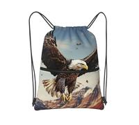 MXDLKSWPOH Drawstring Backpack Sports Gym Bags Draw String Bag An eagle flies over Drawstring Bags for Women Men Sackpack