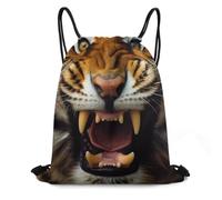 MXDLKSWPOH Drawstring Backpack Sports Gym Bags Draw String Bag Angry Tiger Drawstring Bags for Women Men Sackpack