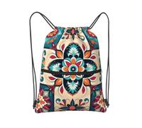 MXDLKSWPOH Drawstring Backpack Sports Gym Bags Draw String Bag Arabic Indian Checked Pattern Drawstring Bags for Women Men Sackpack