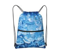 MXDLKSWPOH Drawstring Backpack Sports Gym Bags Draw String Bag Blue ice cube background Drawstring Bags for Women Men Sackpack