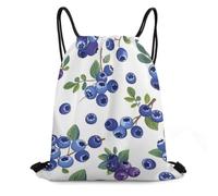 MXDLKSWPOH Drawstring Backpack Sports Gym Bags Draw String Bag Blueberries with Leaves Drawstring Bags for Women Men Sackpack