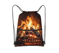 MXDLKSWPOH Drawstring Backpack Sports Gym Bags Draw String Bag Burning Firewood Large Fireplace Drawstring Bags for Women Men Sackpack