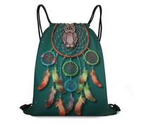 MXDLKSWPOH Drawstring Backpack Sports Gym Bags Draw String Bag Colorful Owl Dream Catcher Drawstring Bags for Women Men Sackpack