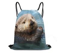 MXDLKSWPOH Drawstring Backpack Sports Gym Bags Draw String Bag Cute Sea Otter Drawstring Bags for Women Men Sackpack
