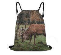 MXDLKSWPOH Drawstring Backpack Sports Gym Bags Draw String Bag Eating Grass in The Park Drawstring Bags for Women Men Sackpack