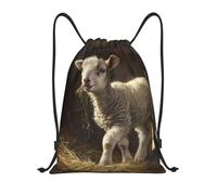 MXDLKSWPOH Drawstring Backpack Sports Gym Bags Draw String Bag Eating Hay in the Pen Drawstring Bags for Women Men Sackpack