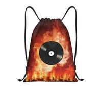 MXDLKSWPOH Drawstring Backpack Sports Gym Bags Draw String Bag Fire DVD Drawstring Bags for Women Men Sackpack