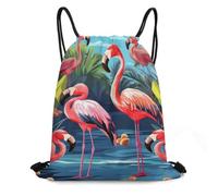 MXDLKSWPOH Drawstring Backpack Sports Gym Bags Draw String Bag Flamingo Tropical Wildlife Drawstring Bags for Women Men Sackpack