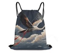 MXDLKSWPOH Drawstring Backpack Sports Gym Bags Draw String Bag Flying Crane Drawstring Bags for Women Men Sackpack