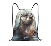 MXDLKSWPOH Drawstring Backpack Sports Gym Bags Draw String Bag Hand Drawn Otter Drawstring Bags for Women Men Sackpack