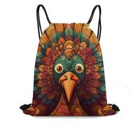 MXDLKSWPOH Drawstring Backpack Sports Gym Bags Draw String Bag Happy Turkey And Leaves Drawstring Bags for Women Men Sackpack