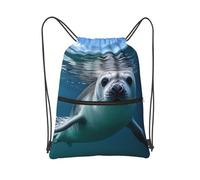 MXDLKSWPOH Drawstring Backpack Sports Gym Bags Draw String Bag Harp Seal Wallpaper Drawstring Bags for Women Men Sackpack