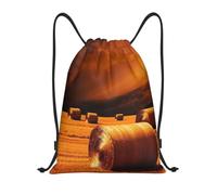 MXDLKSWPOH Drawstring Backpack Sports Gym Bags Draw String Bag Hay Bales Drawstring Bags for Women Men Sackpack