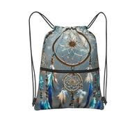 MXDLKSWPOH Drawstring Backpack Sports Gym Bags Draw String Bag Native American Dream Catcher Drawstring Bags for Women Men Sackpack