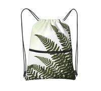 MXDLKSWPOH Drawstring Backpack Sports Gym Bags Draw String Bag natural plant silhouette fern leaf Drawstring Bags for Women Men Sackpack