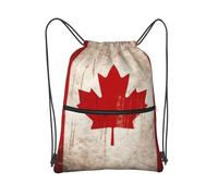 MXDLKSWPOH Drawstring Backpack Sports Gym Bags Draw String Bag Retro Canada Flag Drawstring Bags for Women Men Sackpack
