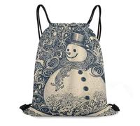 MXDLKSWPOH Drawstring Backpack Sports Gym Bags Draw String Bag Snowman Christmas Snowball Drawstring Bags for Women Men Sackpack