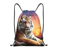 MXDLKSWPOH Drawstring Backpack Sports Gym Bags Draw String Bag Tiger Colorful Sunset Drawstring Bags for Women Men Sackpack