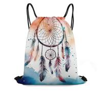 MXDLKSWPOH Drawstring Backpack Sports Gym Bags Draw String Bag Watercolor Dream Catcher Drawstring Bags for Women Men Sackpack