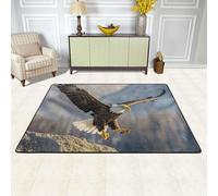 MXDLKSWPOH Flannel Area Rug Soft Non Slip Floor Rug Large Modern Carpet Bald Eagle Flying Rugs Doormat Machine Washable Floor Carpet Mat for Living Room Bedroom Kitchen Entryway 36"x24"