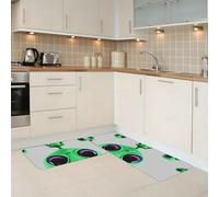 MXDLKSWPOH Kitchen Mats 2PCS Non-Slip Kitchen Mats for Floor Green alien Kitchen Rugs Anti-Fatigue Standing Desk Mats Waterproof Cushioned Rug for Sink Laundry Office 17"x29.5"+17"x47.2"