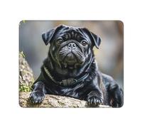 MXDLKSWPOH Mouse Pad Computer Mouse Mat with Anti-Slip Rubber Base Cute Black Pug Dog Mouses Pad Waterproof Washable Mouses Mat Portable Keyboard Pad for Laptop Office Home 25x30 cm