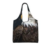 MXDLKSWPOH Tote Bag Reusable Grocery Bags American bald eagle sitting on flag ribbon Shopping Bags Large Capacity Casual Shoulder Handbag