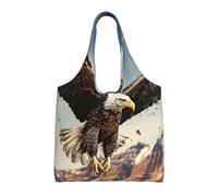 MXDLKSWPOH Tote Bag Reusable Grocery Bags An eagle flies over Shopping Bags Large Capacity Casual Shoulder Handbag